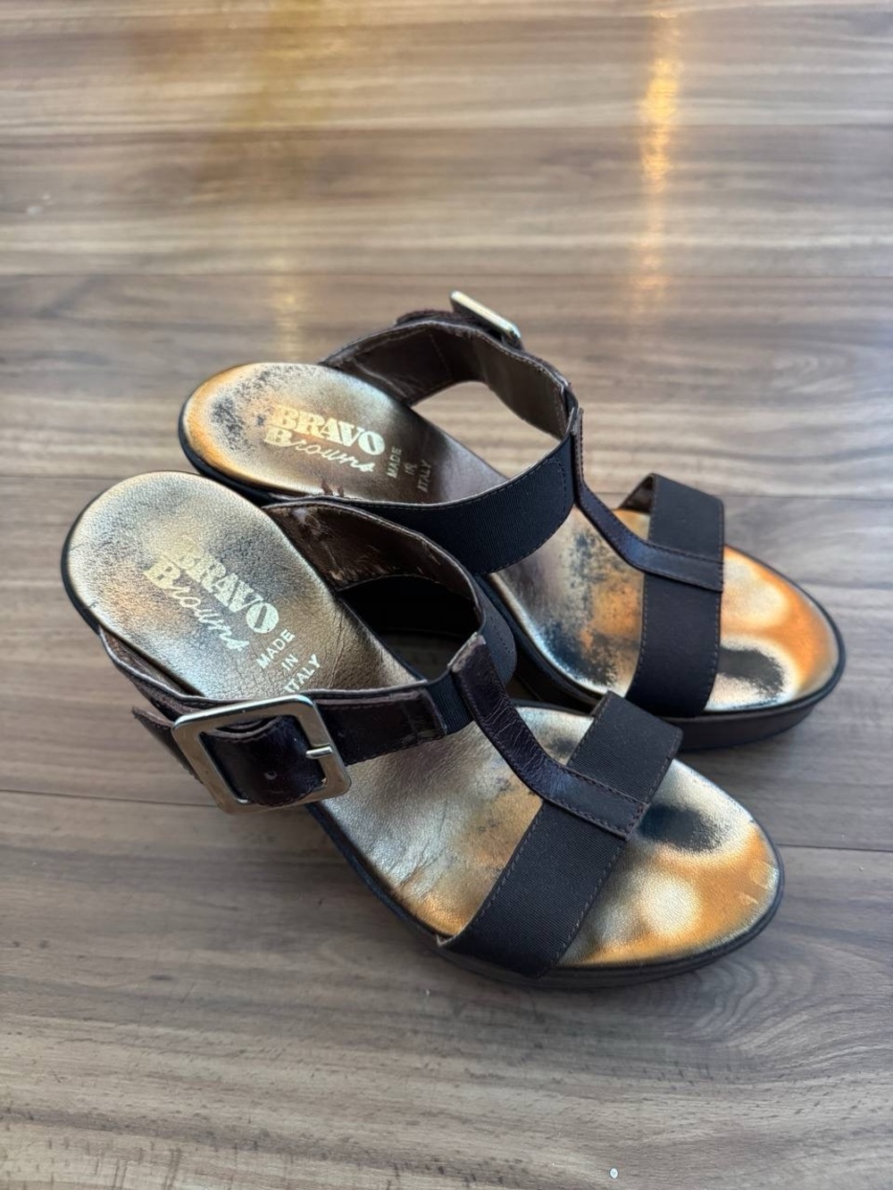 Strappy Heeled Sandals in Black & Brown EU 37